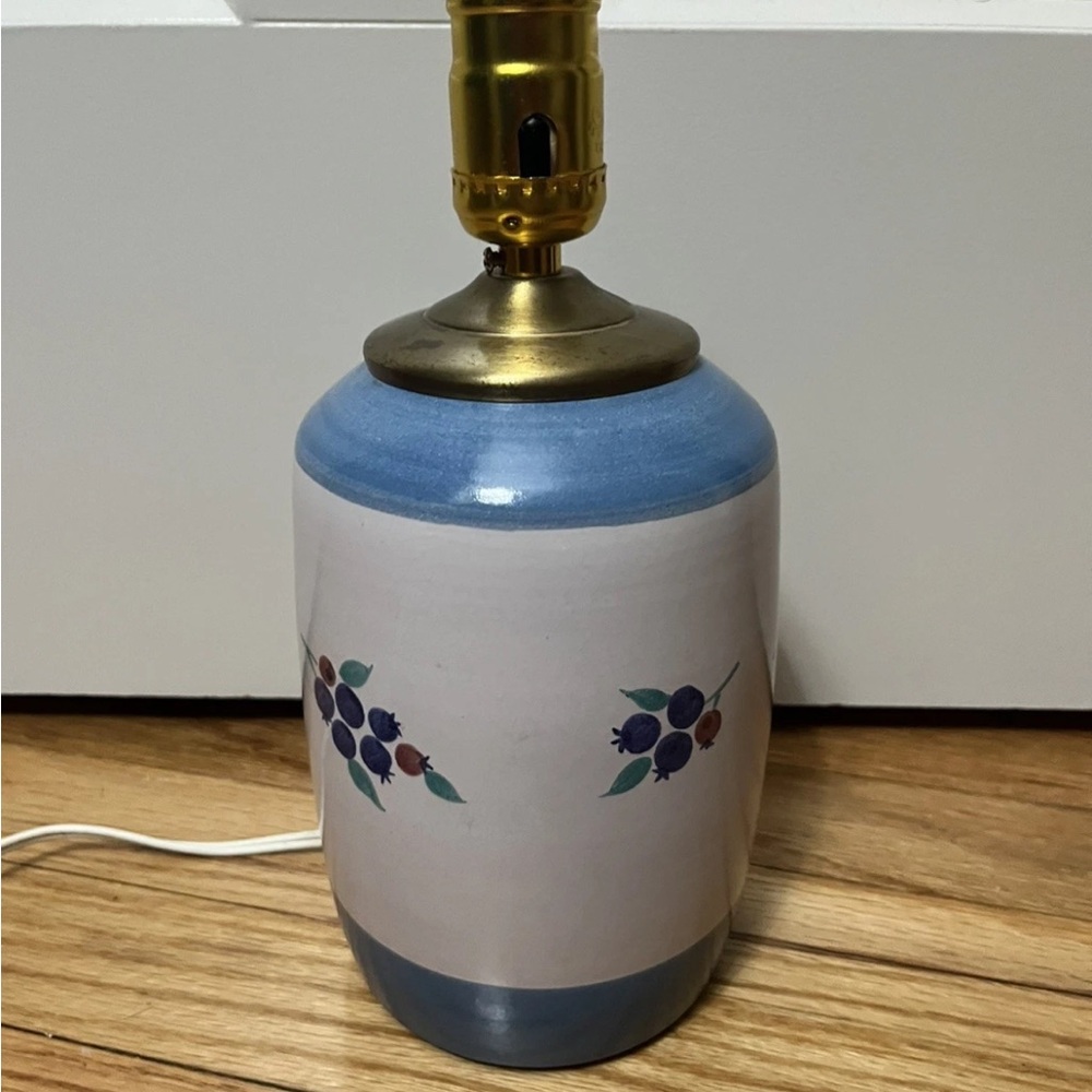 VTG Art Pottery Lamp Blueberry Pattern Made in Maine Rustic Kitchen 90s 1993